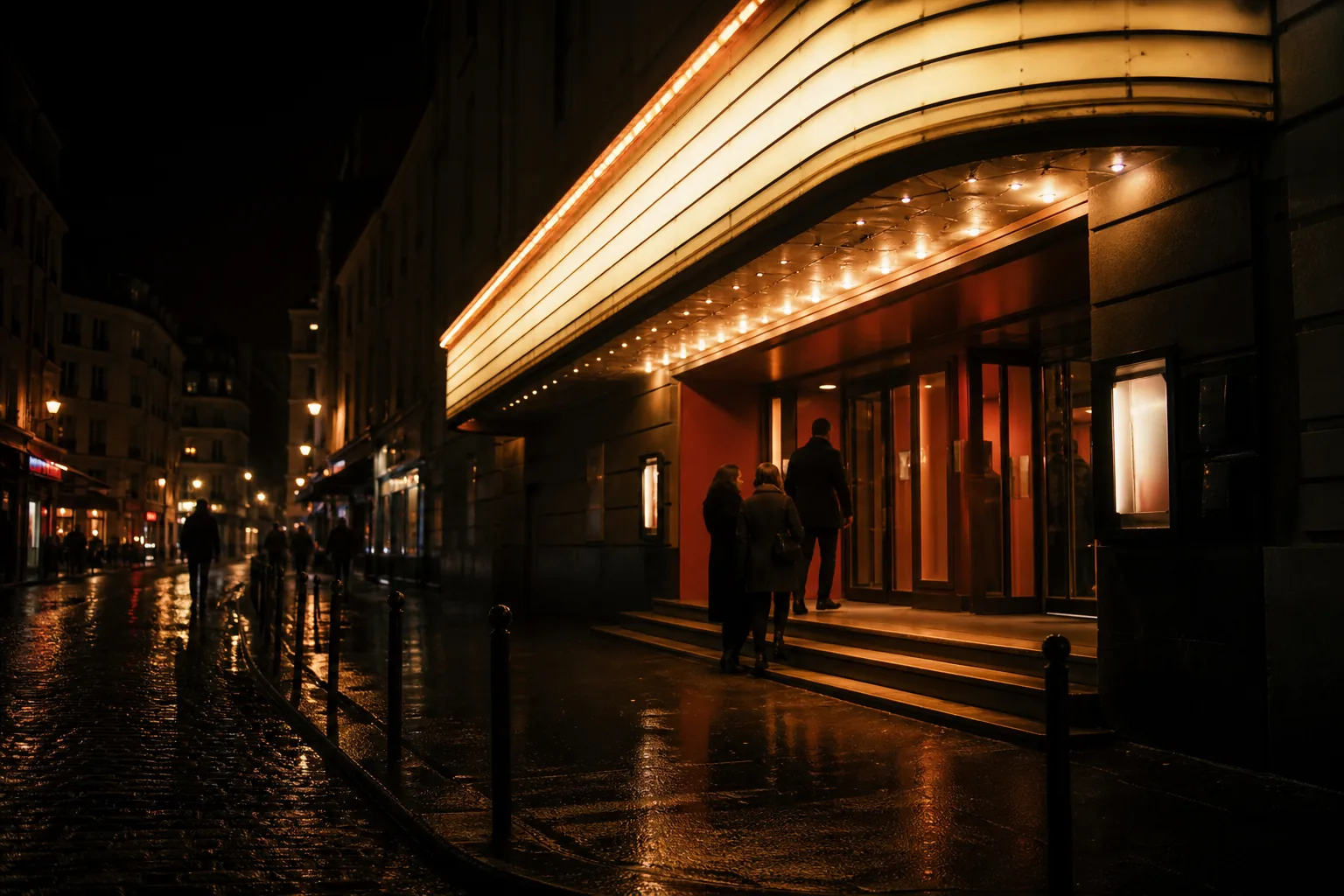 Ambiance de cinéma à Pigalle la nuit