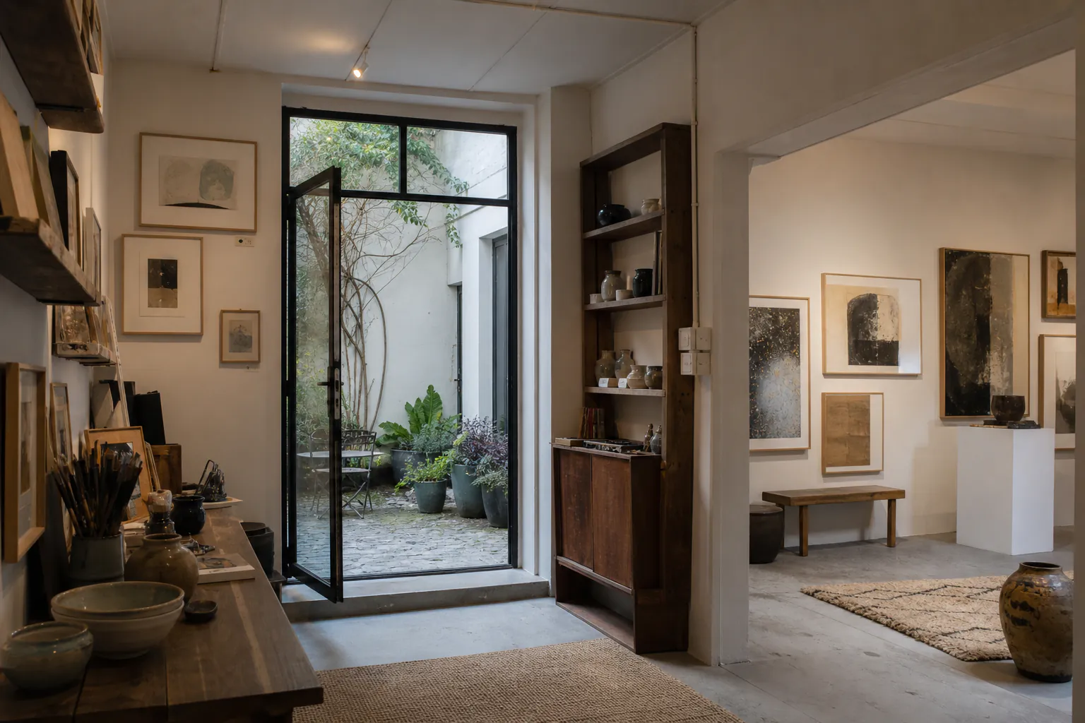 Galerie d’art et atelier ouverts sur une cour de Montmartre