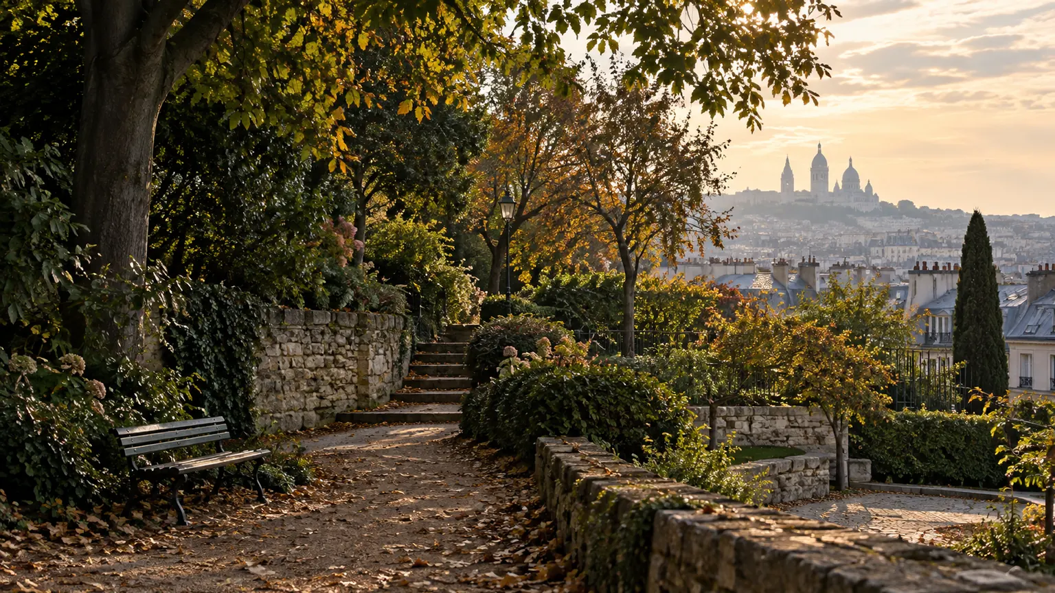 Illustration d’un jardin en terrasse sur la Butte Montmartre