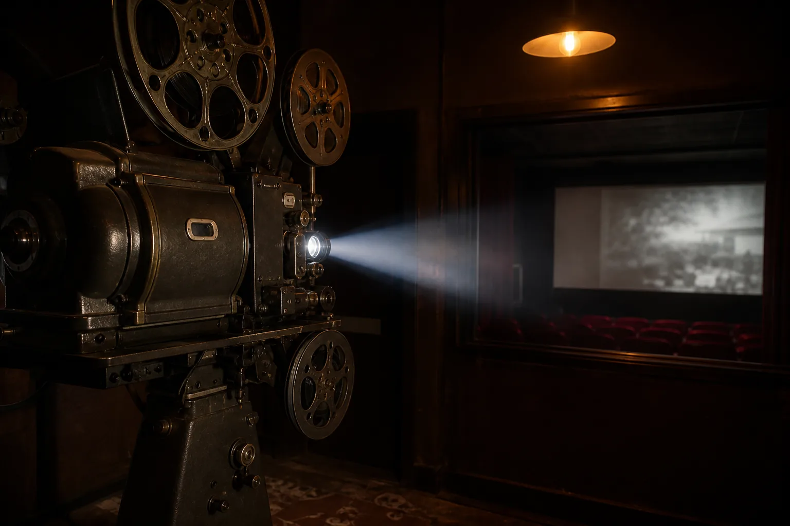 Projecteur de cinéma dans une petite salle de quartier