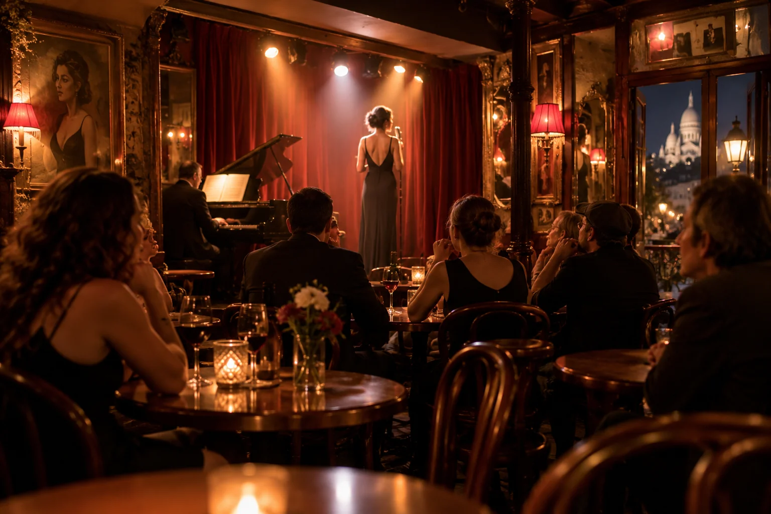 Illustration : L’ambiance d’un petit cabaret montmartrois
