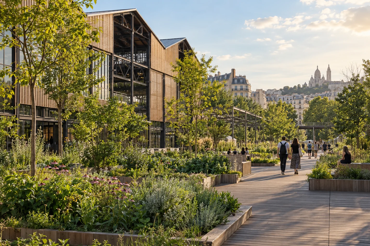 Illustration : Un jardin urbain et une halle rénovée dans le nord de Paris