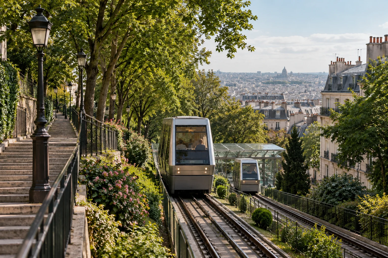 Illustration : Un transport incliné inspiré du funiculaire de Montmartre