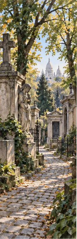 Illustration éditoriale : Le cimetière de Montmartre